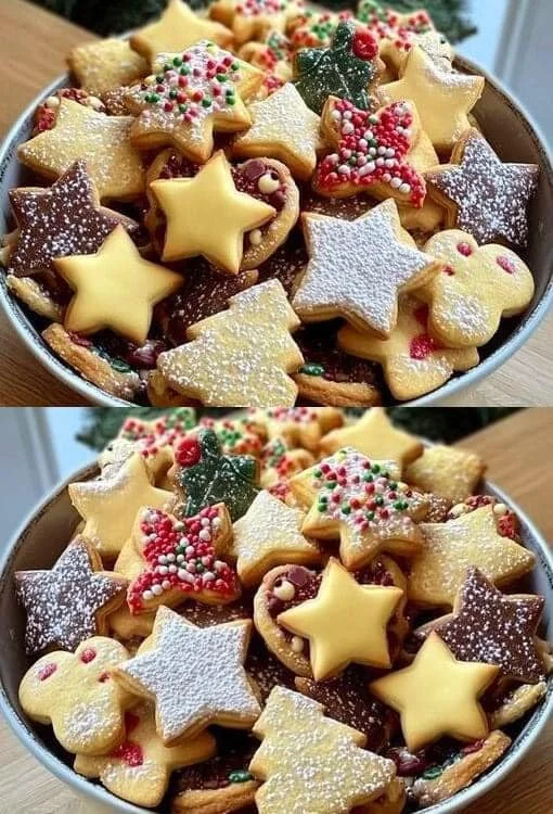 Leckere Butterplätzchen auf einem Holzbrett angerichtet