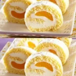 Leckere Biskuitrollen mit Schokolade und Früchten