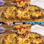 Leckeres Abendessen mit Hackfleisch auf einem Teller serviert.