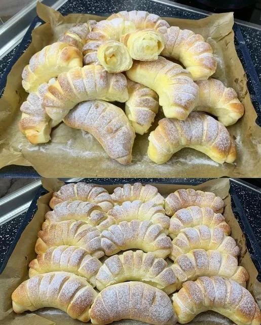 Leckere Puddinghörnchen gefüllt mit köstlichem Vanillepudding