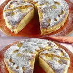 Italienischer Apfelkuchen mit Äpfeln und Zimt auf einem Teller