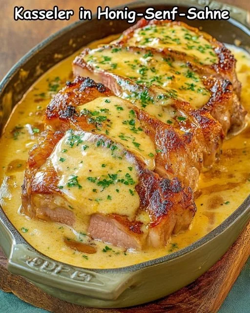 Kasseler mit Wirsing in Senf-Sahnesauce