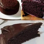 Saftiger Schokokuchen auf einem Teller, dekoriert mit Schokoladensoße