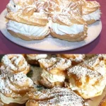 Windbeutel aus Brandteig gefüllt mit Sahne und Früchten