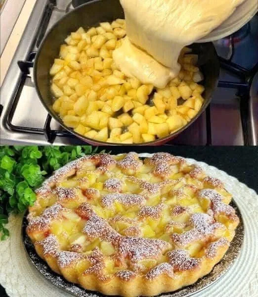 Leckerer, frisch gebackener Apfelkuchen mit Äpfeln und Zimt