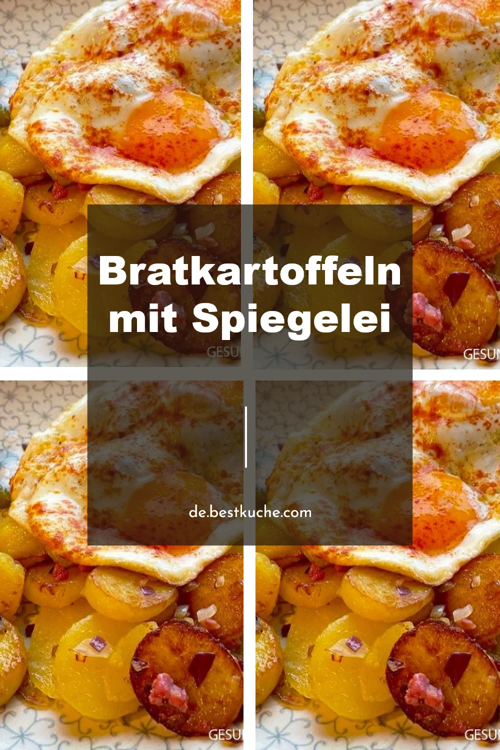 Bratkartoffeln mit Spiegelei auf einem Teller serviert.