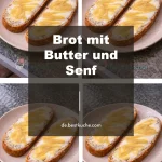 Brot mit Butter und Senf auf einem Teller