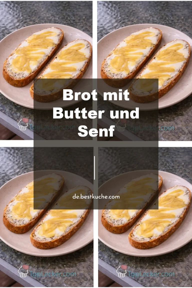 Brot mit Butter und Senf auf einem Teller
