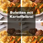 Buletten mit Kartoffelbrei auf einem Teller angerichtet
