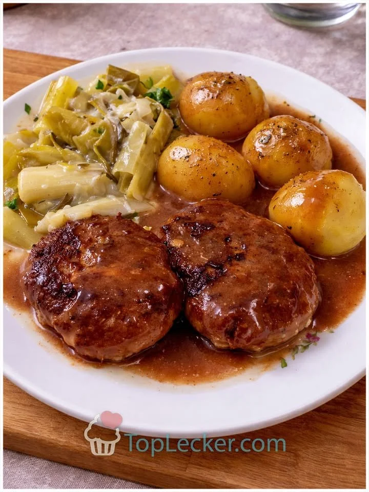 Buletten mit Porreegemüse und Kartoffeln