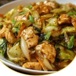 Leckere chinesische Hähnchenpfanne mit frischem Gemüse und Aromatischen Gewürzen.