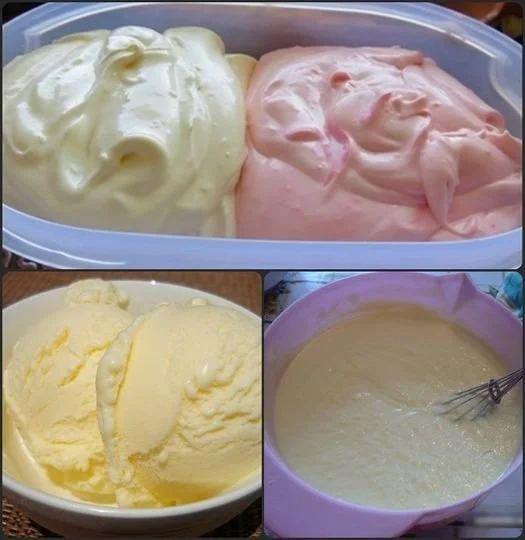 Eiscreme ohne Eismaschine in einer bunten Schüssel serviert