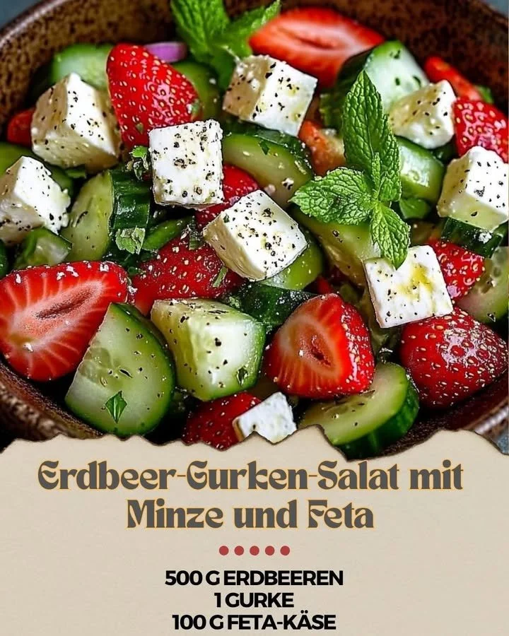 Erdbeer-Gurken-Salat mit Minze und Feta