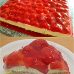 Erdbeertorte mit Schmand-Vanillecreme, frisch dekoriert mit Erdbeeren