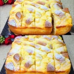 Fantastischer Apfelkuchen mit Vanillepudding auf einem Teller