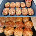 Fettfreie Frikadellen aus dem Ofen auf einem Teller serviert