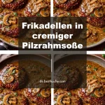 Frikadellen in leckerer cremiger Pilzrahmsoße serviert auf einem Teller