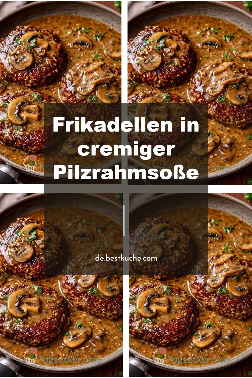 Frikadellen in leckerer cremiger Pilzrahmsoße serviert auf einem Teller