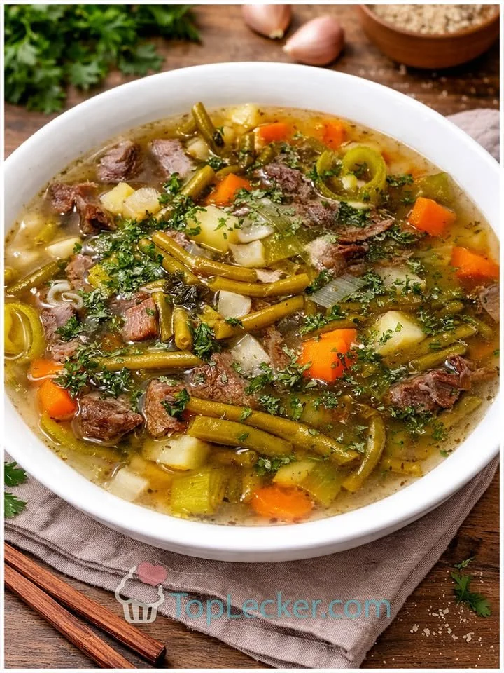 Grüne Bohnen Eintopf mit Rindfleisch