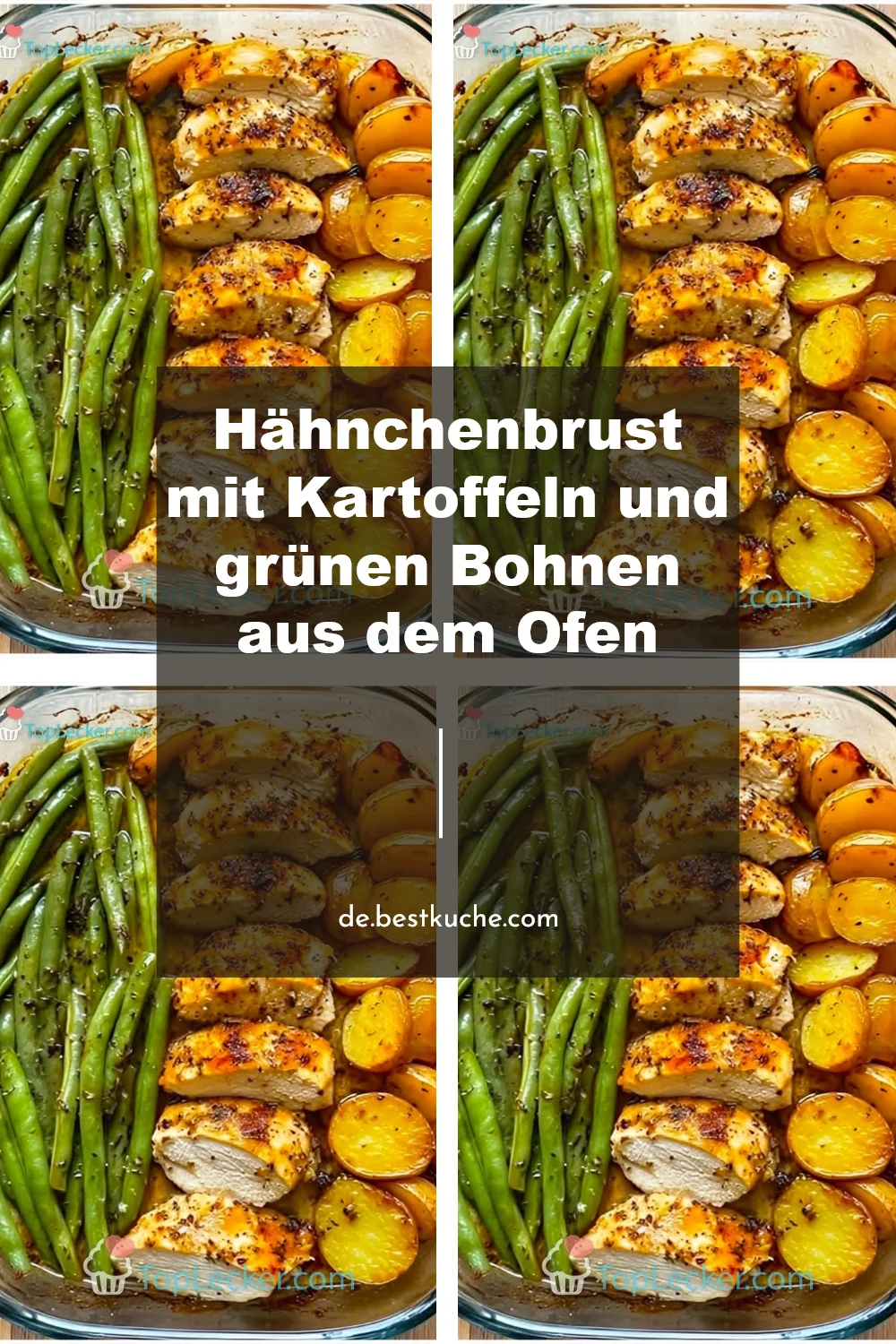 Hähnchenbrust mit Kartoffeln und grünen Bohnen aus dem Ofen