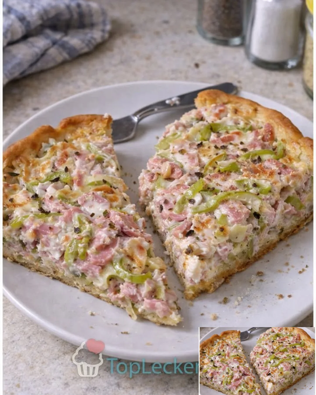 Herzhafte Schmand-Pizza mit Paprika