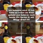Hartes Ei mit Maggi-Sauce auf einem Teller
