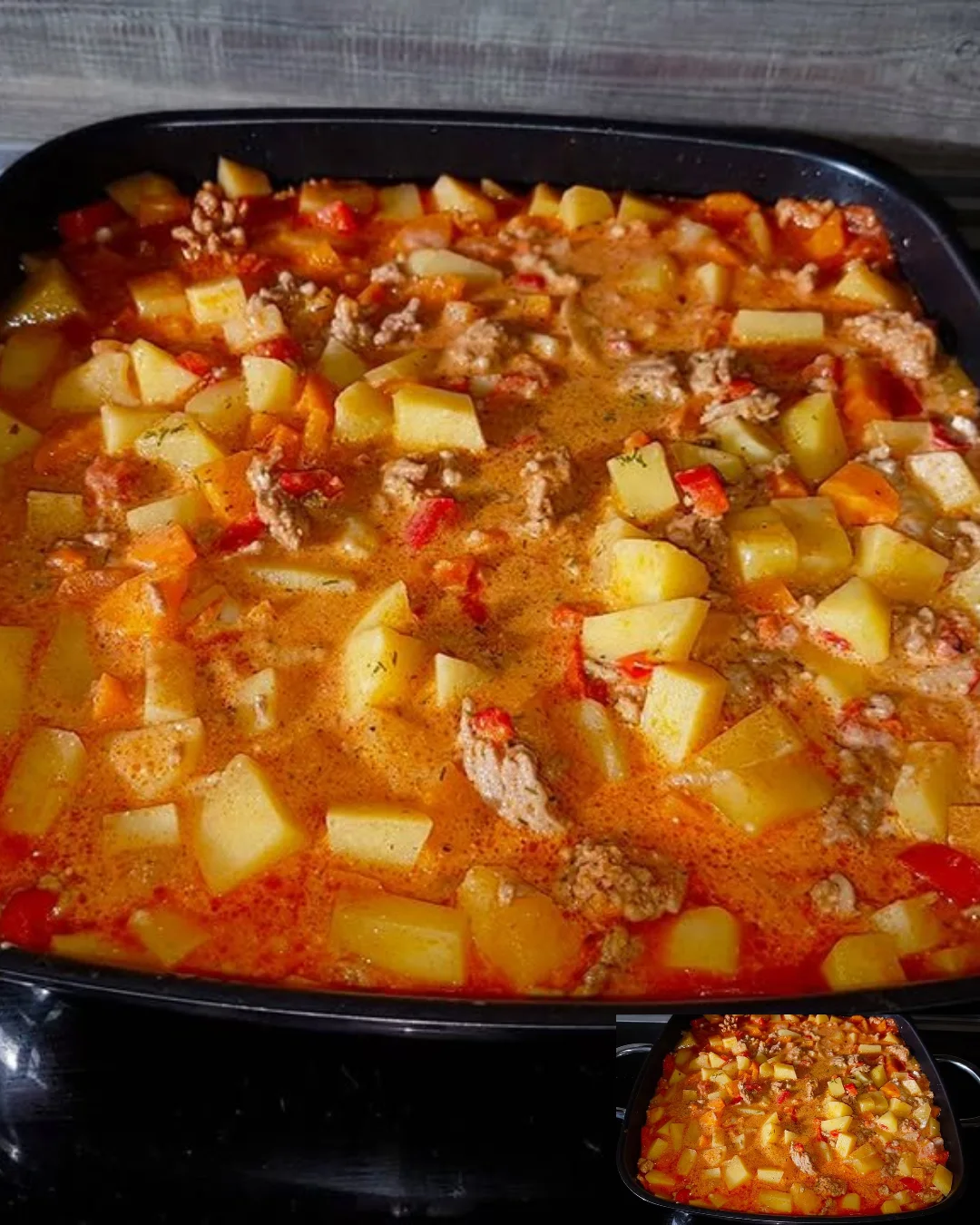 Kartoffel-Hackpfanne mit Paprika, eine leckere und nahrhafte Mahlzeit