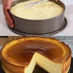 Käsekuchen ohne Boden auf einem hübschen Teller serviert