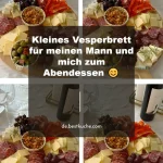 Kleines Vesperbrett für Abendessen mit leckerem Essen für zwei Personen