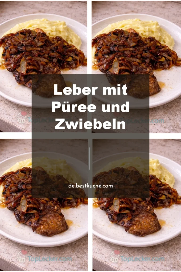 Leber Püree mit Zwiebeln auf einem Teller serviert