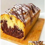 saftiger Marmorkuchen auf einem Teller mit Gabel