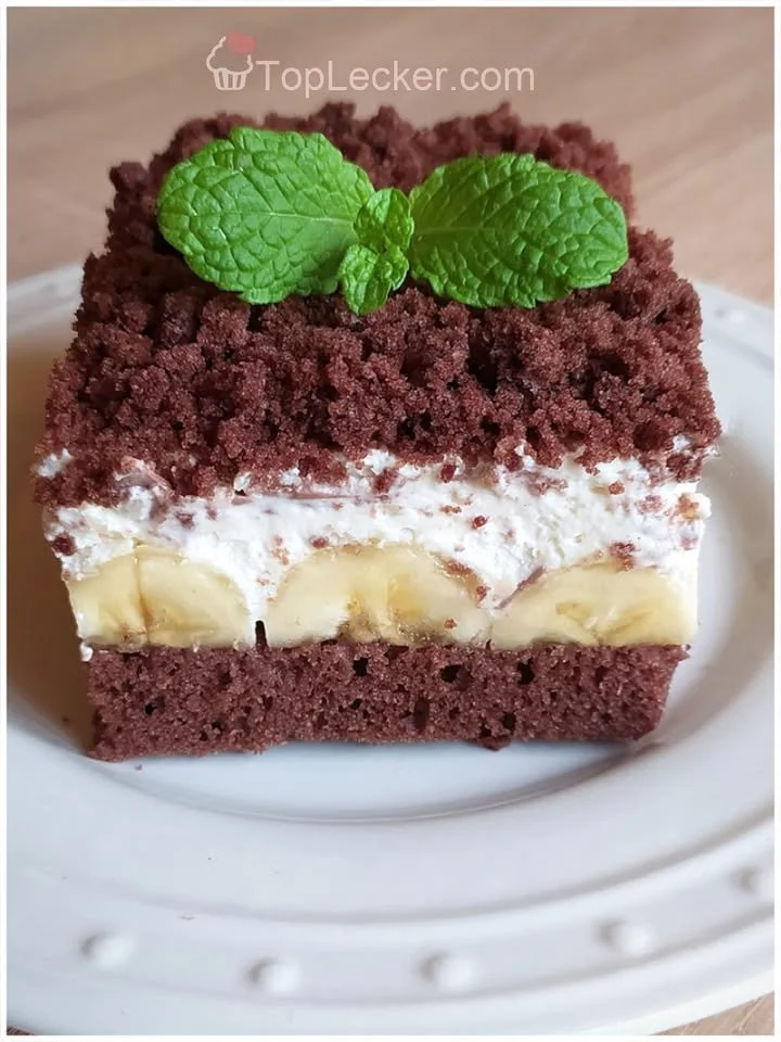 Maulwurfkuchen vom Blech mit Banane