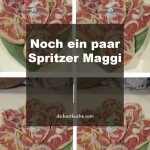 Eine Flasche Maggi Würze auf einem Tisch mit Zutaten für ein köstliches Gericht