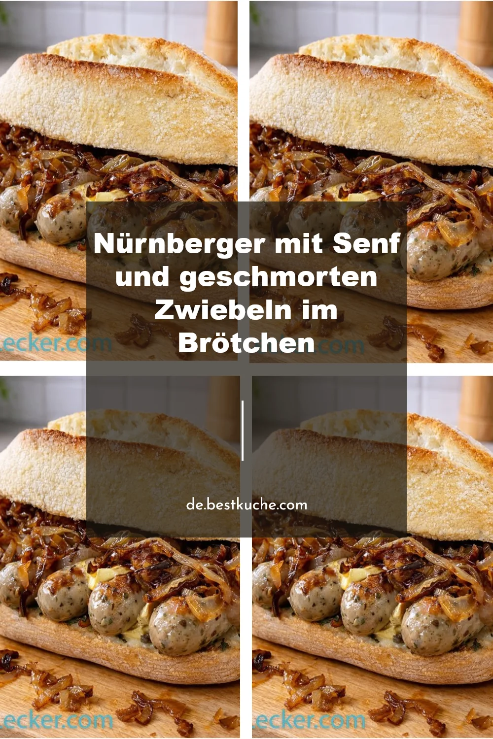Nürnberger mit Senf und geschmorten Zwiebeln im Brötchen