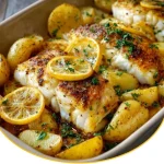 Portugiesischer Ofenfisch mit Kartoffeln lecker angerichtet