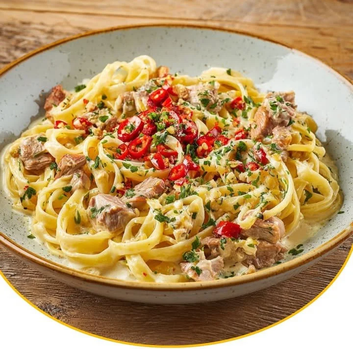 Thunfisch-Spaghetti mit Knoblauch