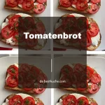 Frisches, saftiges Tomatenbrot mit Kräutern auf einem Holzbrett