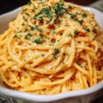 Delikate 10 Minuten Spaghetti mit Knoblauch auf einem Teller serviert.