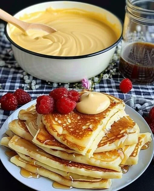 5 Minuten Quark Pfannkuchen ohne Mehl auf einem Teller serviert