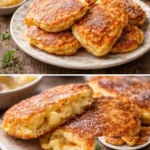 Leckere Apfelkrapfen von Oma, frittierte Äpfel in Teig gebacken