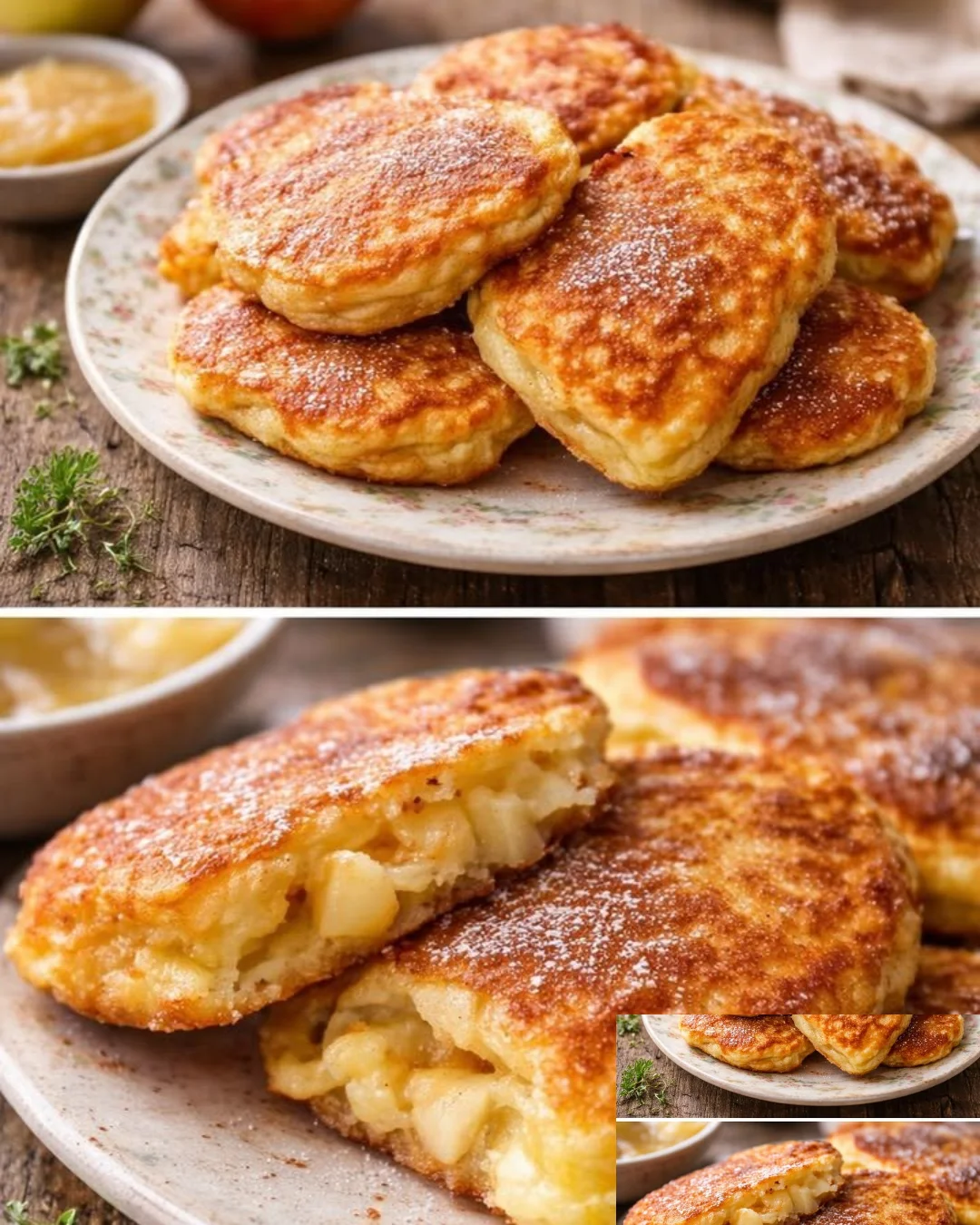 Leckere Apfelkrapfen von Oma, frittierte Äpfel in Teig gebacken