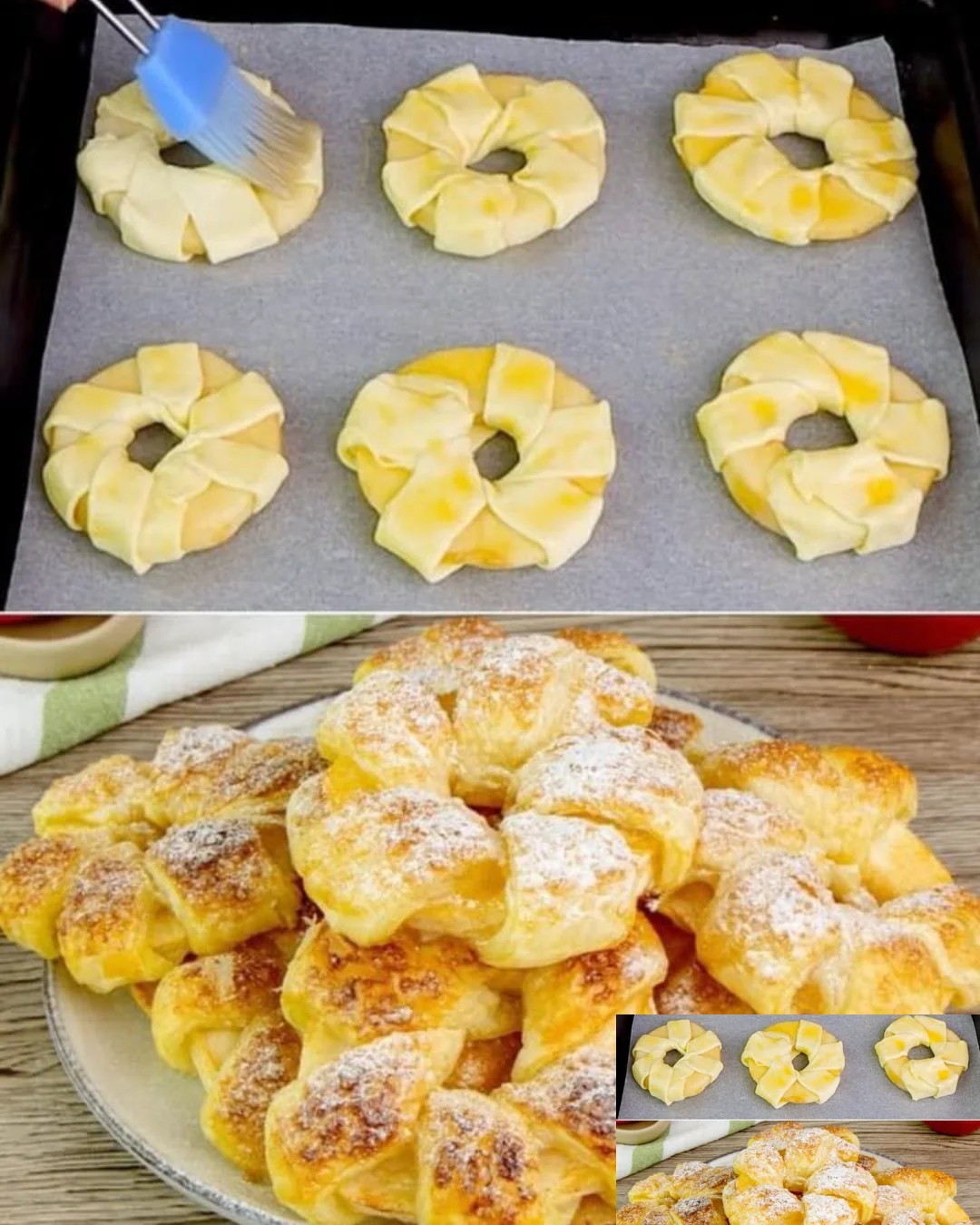 Leckere frisch gebackene Apfelstrudel mit Zimt und Äpfeln auf einem weißen Teller