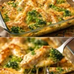 Gebackene Brokkoli-Hühnchenfilets in cremiger Käsesoße