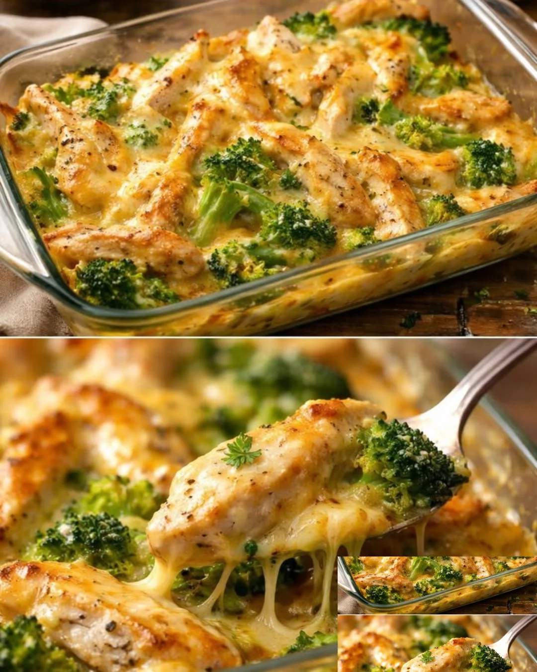 Broccoli chicken fillets in cheese sauce, baked