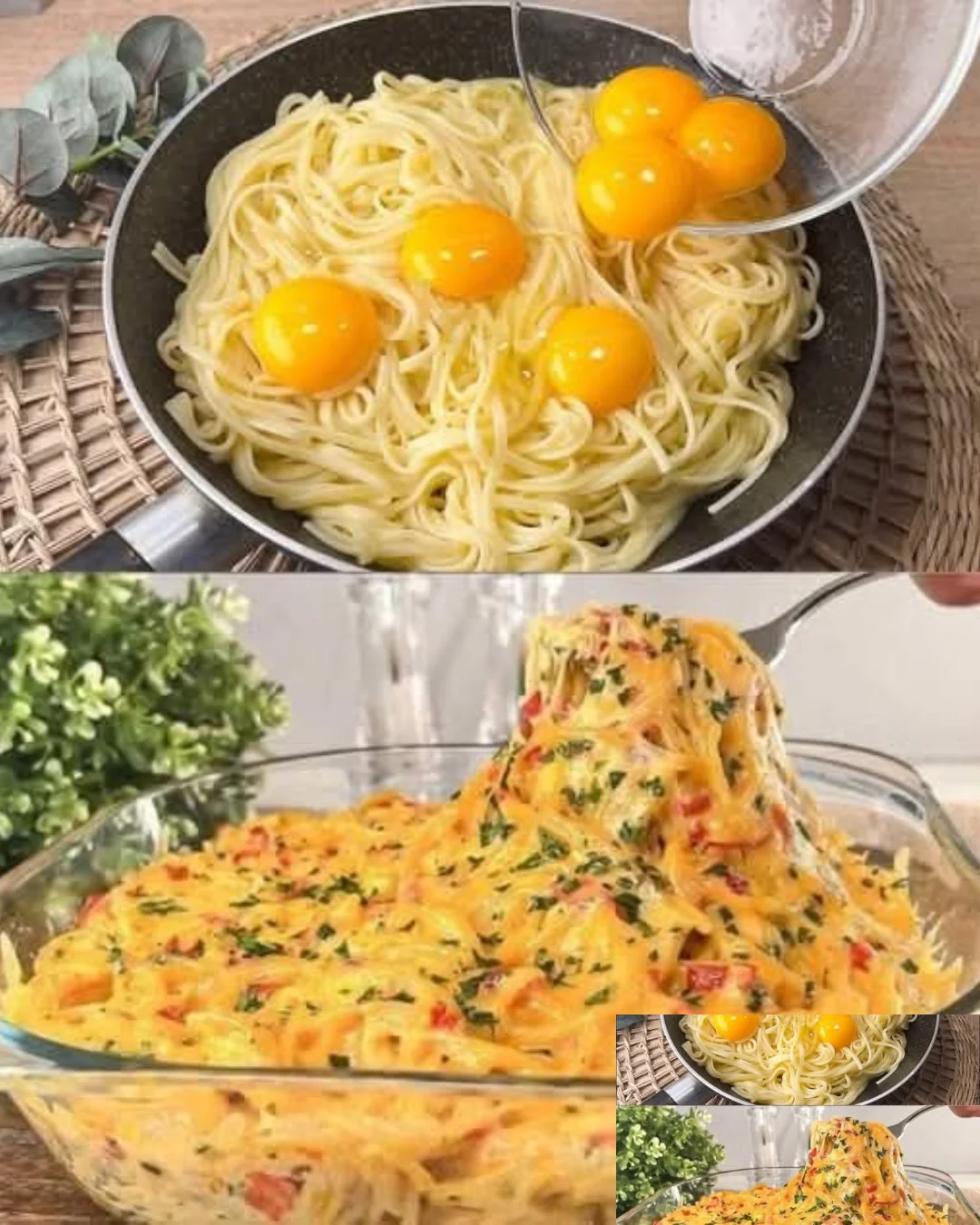 Cremige Spaghetti Carbonara mit Parmesan und Speck