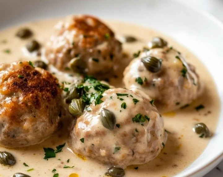 Deutsche Fleischbällchen in Kapernsauce