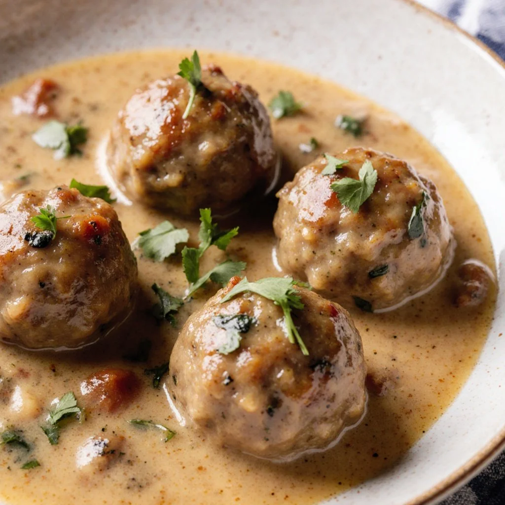 Deutsche Fleischbällchen in Kapernsauce