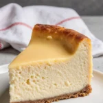 Leckerer deutscher Käsekuchen mit frischem Quark und einem goldbraunen Boden