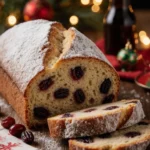 Traditioneller Deutscher Stollen mit Früchten und Nüssen für die Weihnachtszeit