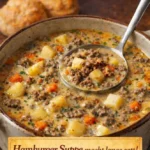 Schüssel mit warmer Wintersuppe, ideal für kalte Tage.